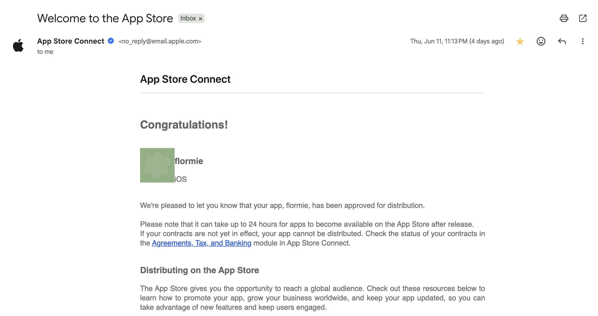 App Store style Flormie launch card