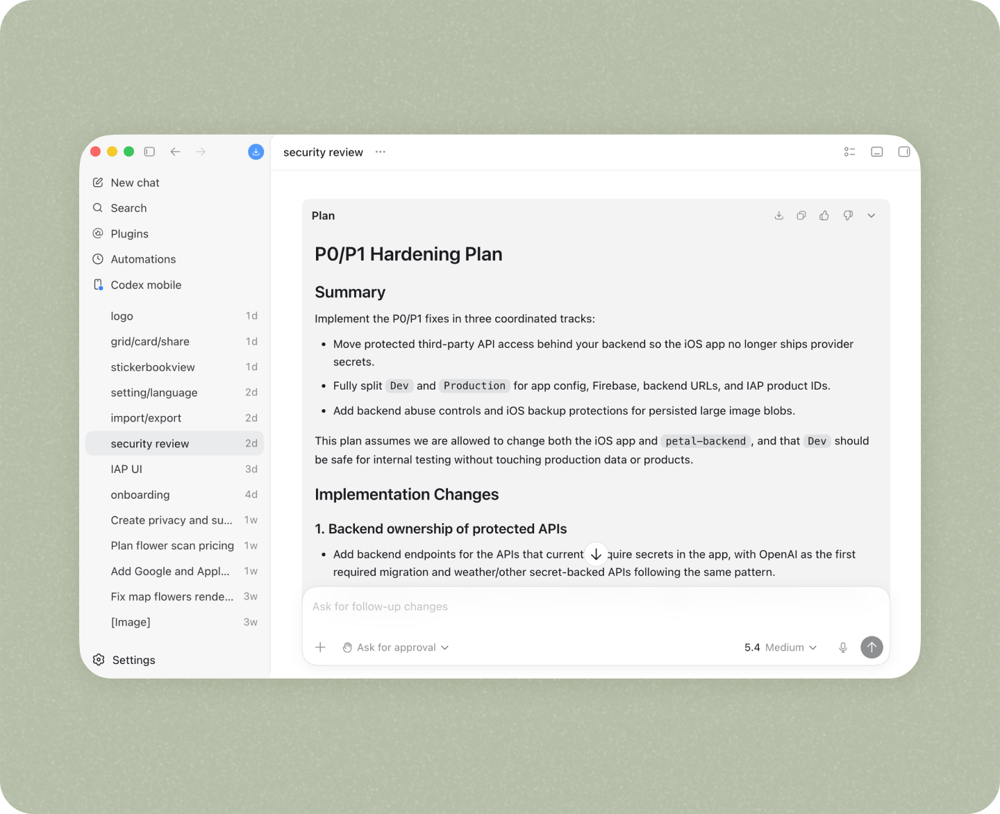 Backend security frame for Flormie
